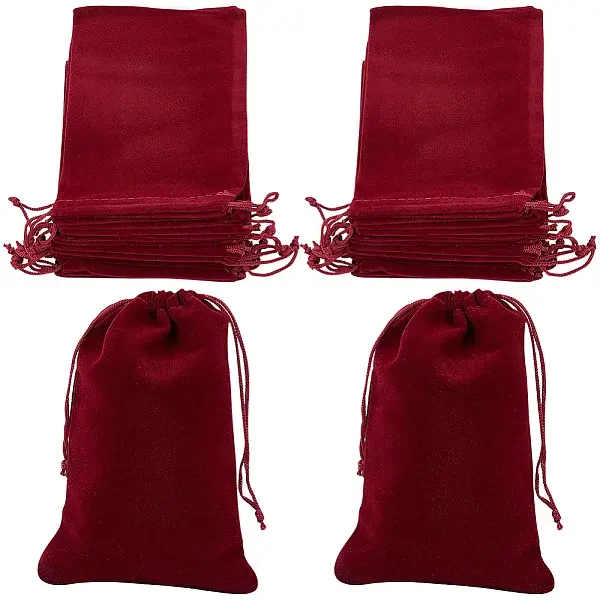 20Pcs Rectangle Velvet Drawstring Pouches