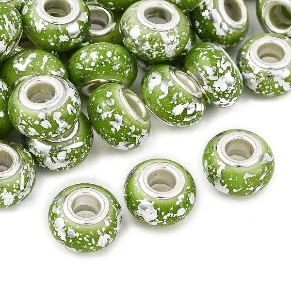 Opaque Resin Rondelle European Beads