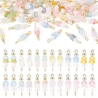 48Pcs 12 Styles Acrylic & Natural Pearl Flower Connector Charms