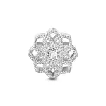 Rhodium Plated 925 Sterling Silver Lovely Glittering Daisy European Beads