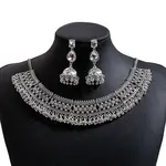Teardrop Ethnic Style Alloy Glass Rhinestone Bib Necklaces & Dangle Earrings Sets