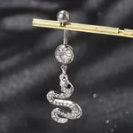 Alloy Rhinestone Snake Curved Barbell Belly Rings