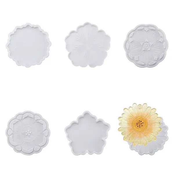 6Pcs 6 Style Silicone Flower Cup Mat Molds Sets