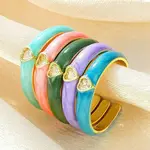 Brass Micro Pave Cubic Zirconia Cuff Open Rings