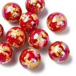 10Pcs Christmas Theme UV Plating Acrylic Round Beads