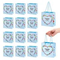Heart Flower Thank You Printed Paper Storage Gift Tote Bags for Wedding Party Gift Wrapping Bags