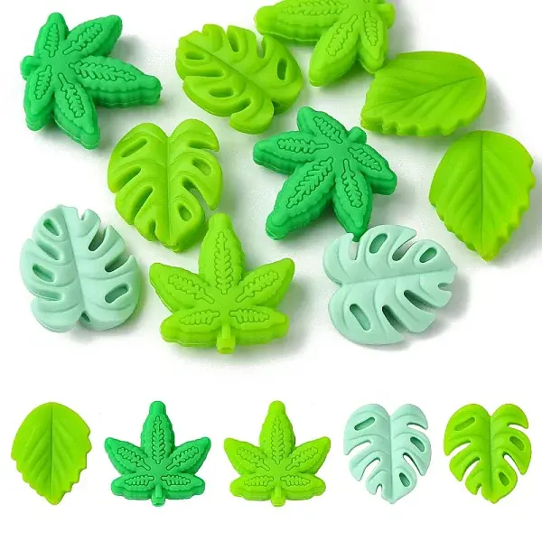 10Pcs 5 Styles Maple Leaf Silicone Beads