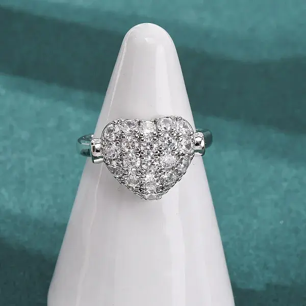 Brass Micro Pave Cubic Zirconia Cuff Open Rings