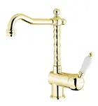 Sapho Kirké - Stojánková dřezová baterie, bílá páčka, zlato KI14BZ