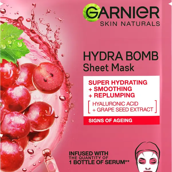 GARNIER Skin Naturals Vyhlazující a vyplňující textilní maska s výtažkem z hroznů 28 g