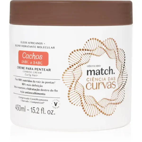 oBoticário Match. Science of Curves bezoplachová péče pro snadné rozčesání vlasů 450 ml