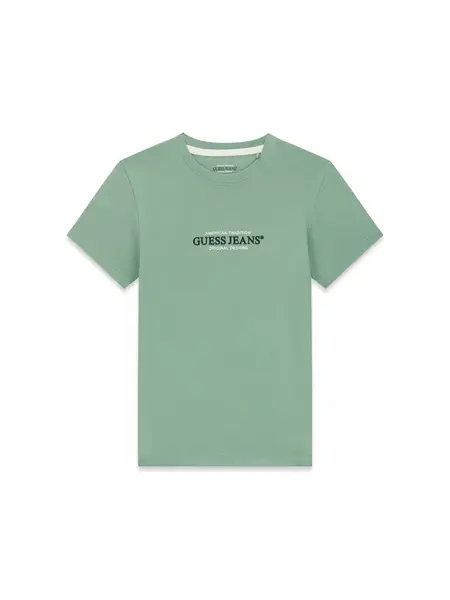 GUESS JEANS Tričko  zelená / čierna / biela