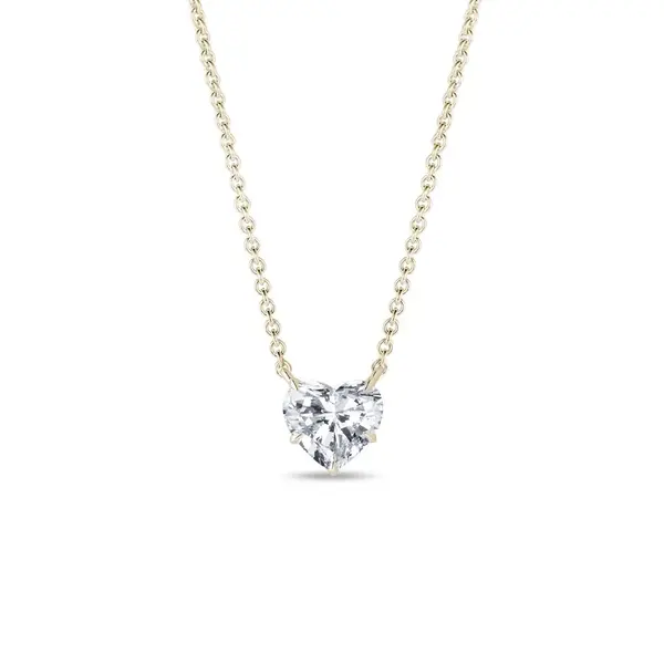Náhrdelník ze žlutého zlata s diamantem ve tvaru srdce KLENOTA