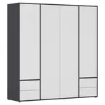 Rauch Möbel ŠATNÍ SKŘÍŇ S OTOČNÝMI DVEŘMI, šedá, bílá, 187/194/53 cm