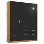 Rauch Möbel ŠATNÍ SKŘÍŇ S OTOČNÝMI DVEŘMI, šedá, dub artisan, 136/210/54 cm