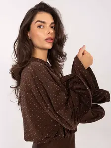 Hnědá vzorovaná halenka s volnými rukávy