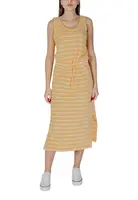 Pruhované midi šaty bez rukávů
