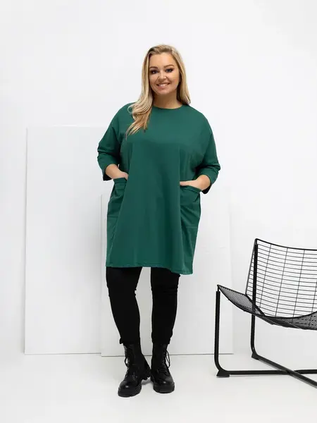 Plus size zelená tunika s kapsami