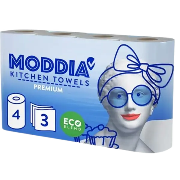 MODDIA Kuchyňské utěrky 3vrstvé, 4 ks