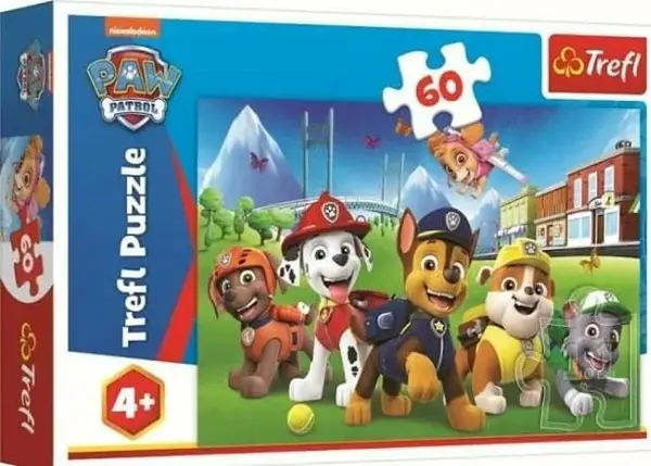 Trefl Puzzle Tlapková patrola na trávníku / 60 dílků