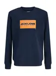 Jack & Jones Junior Mikina 'JJCole'  námornícka modrá / oranžová