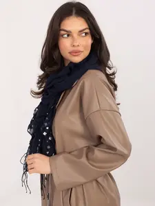 Tmavě modrá šála s ozdobami