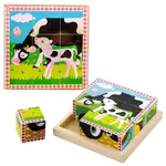 BABU - Dřevěné kostky 9 ks - farma