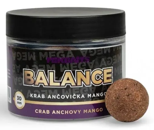 Mikbaits vyvážené boilie mega balance krab ančovička mango 300 ml 30 mm