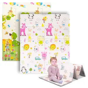 Skládací dětská podložka inSPORTline Michlino 180x160x1,2 cm Zvířátka abc/Zvířatka louka