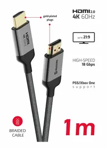 Swissten HDMI/HDMI 4K 60Hz 1m Nylon