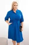 Kesi Włoski Dámská viskózová sukýnka Plus Size s knoflíky a zavazováním v pase chabrová