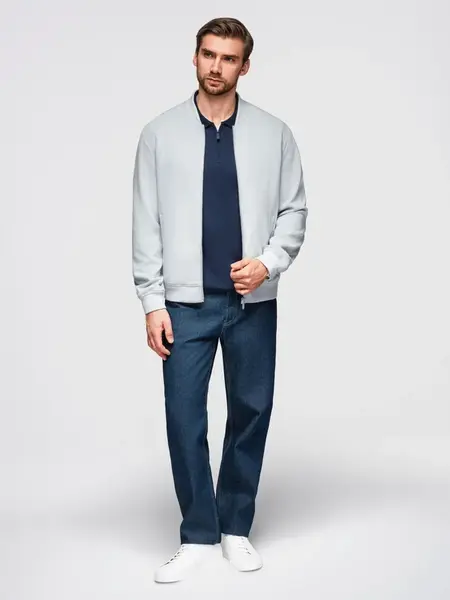Ombre Men's raglan sleeve bomber jacket - light grey