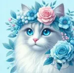 Diamantové malování Kočka s věnečkem