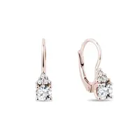 Elegantní visací náušnice z růžového zlata s diamanty KLENOTA