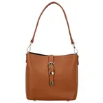 Luxusní dámská kožená kabelka na rameno Bertha, koňaková