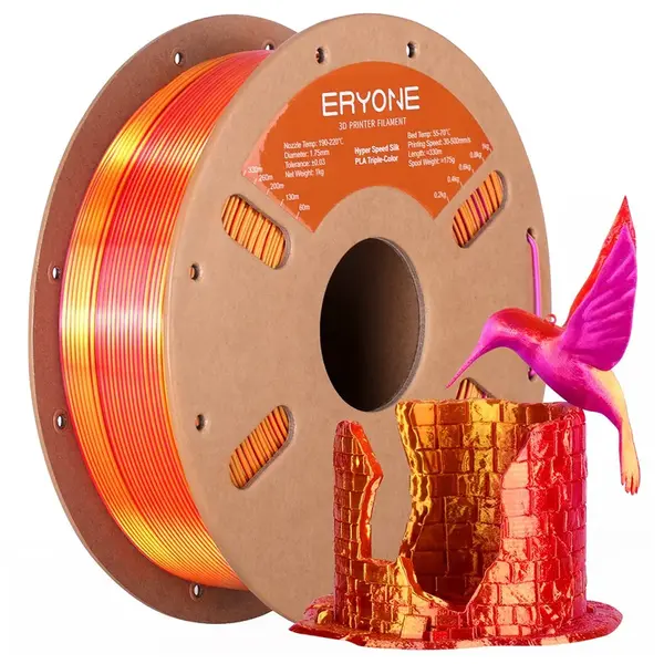 ERYONE High Speed Silk Tri-color PLA Filament 1kg Red & Purple & Gold