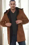 PLT9399 DEWBERRY SUEDE MEN'S COAT-OPEN CAMEL