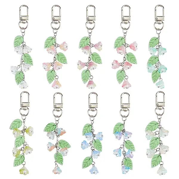 10Pcs Lily of the Valley Acrylic & Glass Pendant Decoration