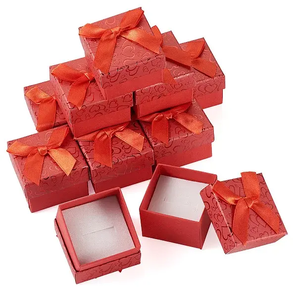 Bowknot Cardboard Paper Ring Gift Storage Boxes