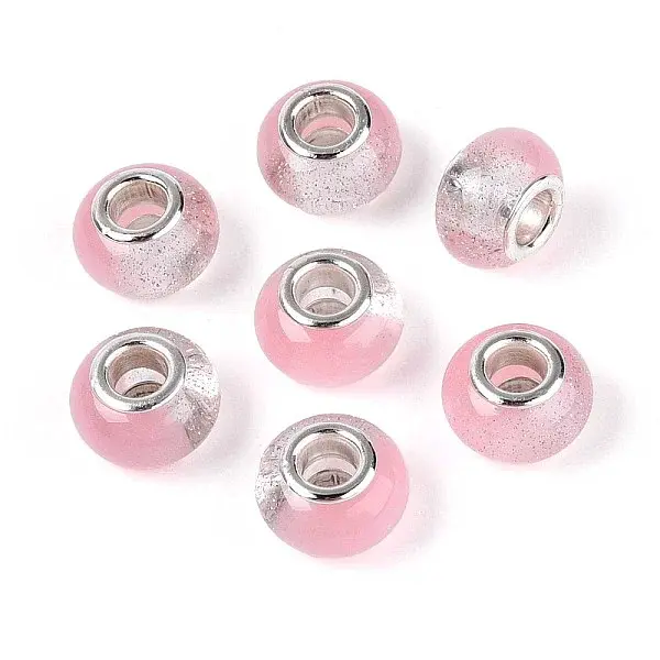 Transparent Resin Rondelle European Beads