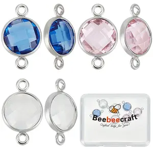 9Pcs 3 Colors Brass Cubic Zirconia Connector Charms