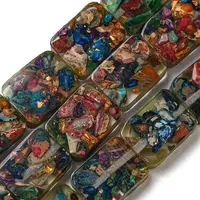 Dyed Natural Imperial Jasper with Resin Beads Strands