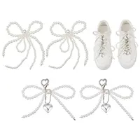 4Pcs 2 Styles Bowknot Plastic Pearl and Alloy Pendants Decorations