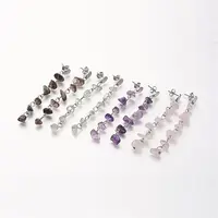 Chip Gemstone Dangle Stud Earrings