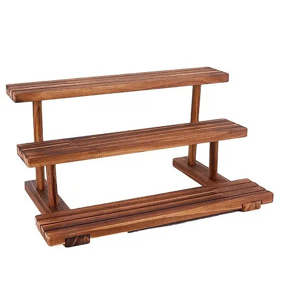 3-Tier Wooden Jewelry Organizer Display Risers