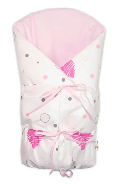 Baby Nellys Klasická retro zavinovačka LALLY šněrovací s výplní, I love Girl,růžová/bílá