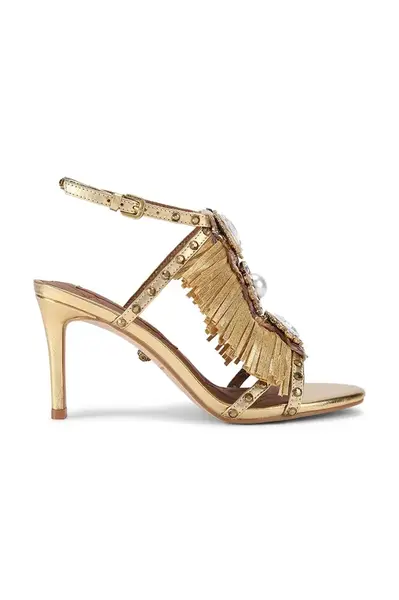 Kožené sandály Kurt Geiger London Jewel Fringe Sandal zlatá barva, 5387261189