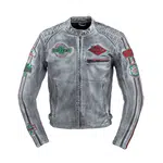 Pánská kožená moto bunda W-TEC Sheawen Waxed Grey šedá 4XL