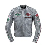 Pánská kožená moto bunda W-TEC Sheawen Waxed Grey šedá 4XL