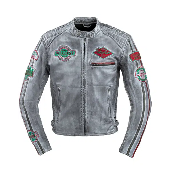 Pánská kožená moto bunda W-TEC Sheawen Waxed Grey šedá 4XL